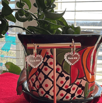 Image 2 of Chingona Heart Earrings | Acrylic Latina Earrings | Bold Latina Jewelry | Spanglish Hoop Earrings