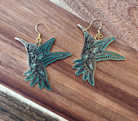 Image 2 of Hummingbird Statement Earrings – Mexican Folk Art Jewelry