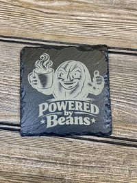 Image 3 of Laser Engraved Slate Coaster Set with Wood Holder – Funny Coffee Coasters – Caffeine Lover Gift 