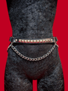 Leather Belt with Chains and Silver Pyramid Studs 