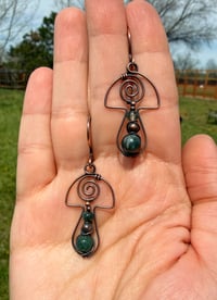 Image 1 of Moss Agate Mushroom Earrings