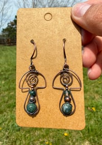 Image 2 of Moss Agate Mushroom Earrings