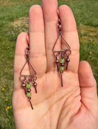 Image 3 of Green Calcite & Copper Earrings