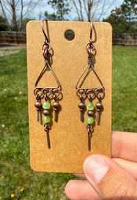 Image 1 of Green Calcite & Copper Earrings