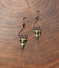 Image 2 of Green Calcite & Copper Earrings