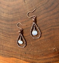 Image 2 of Rainbow Moonstone Copper Earrings