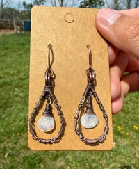 Image 1 of Rainbow Moonstone Copper Earrings