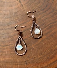 Image 4 of Rainbow Moonstone Copper Earrings