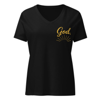 Image 1 of “God Show Me…” Full-Back-Logo Women’s v-neck t-shirt