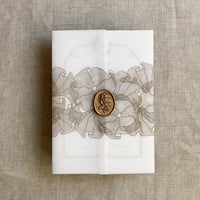 Image 1 of Ruffled floral lace printed vellum wrap for 5x7 cards PACK of 10
