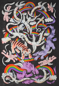 Image 1 of Rainbow Creature Universe 11x17 Riso Print