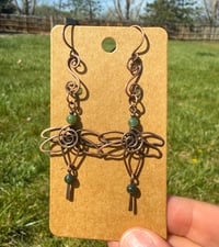 Image 1 of Moss Agate Lotus Earrings