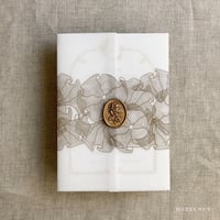 Image 2 of Ruffled floral lace printed vellum wrap for 5x7 cards PACK of 10