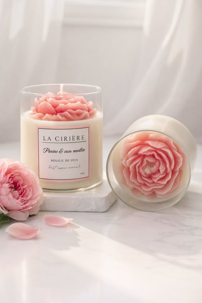 Bougie pivoine rose