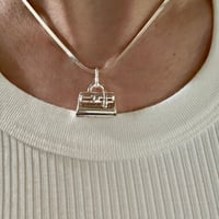 Image 1 of Sterling Silver Structured Handbag Charm Pendant