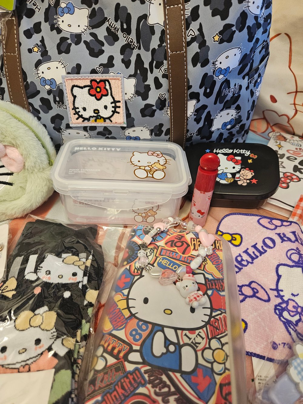 Image of Hello Kitty Blue Cheetah Duffle Bag Bundle 