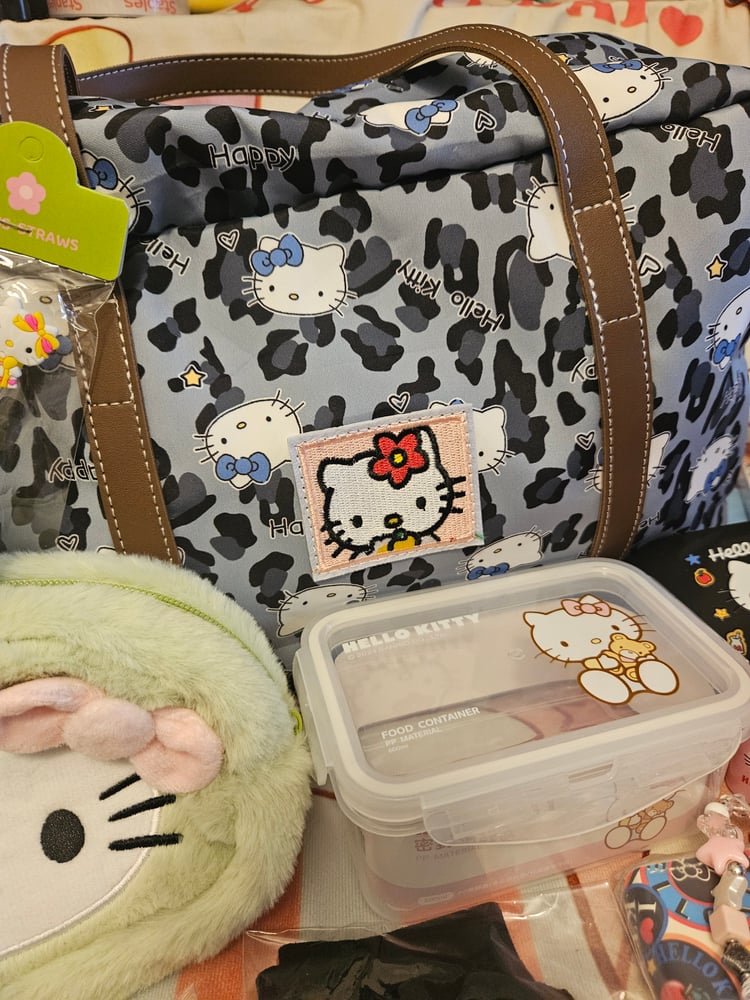 Image of Hello Kitty Blue Cheetah Duffle Bag Bundle 