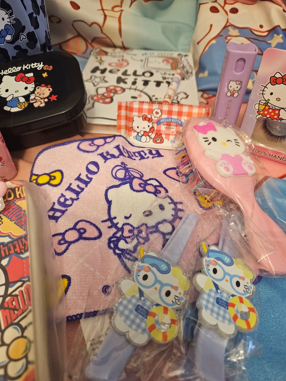 Image of Hello Kitty Blue Cheetah Duffle Bag Bundle 