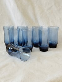 Image 2 of 1970s Libbey Apollo Blue tumbler glasses (8)