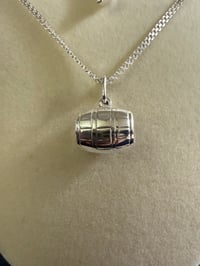 Image 2 of Sterling Silver Wine Barrel Charm Pendant