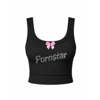 QUEEN OF THE DAMN RHINESTONE SCOOP NECK TOP