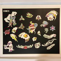 Image 1 of 1990 Marty Holcomb production flash sheet with line drawings 19-mh 