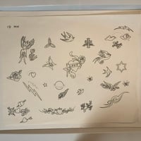 Image 3 of 1990 Marty Holcomb production flash sheet with line drawings 19-mh 