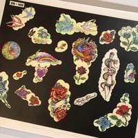 Image 2 of 1990 Marty Holcomb production flash sheet with line drawings 26-mh 