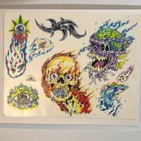 Image 1 of 1994 Travis Gravedigger production flash sheet skulls