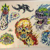 Image 2 of 1994 Travis Gravedigger production flash sheet skulls