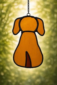Image 1 of Stained Glass Amber Dog Suncatcher