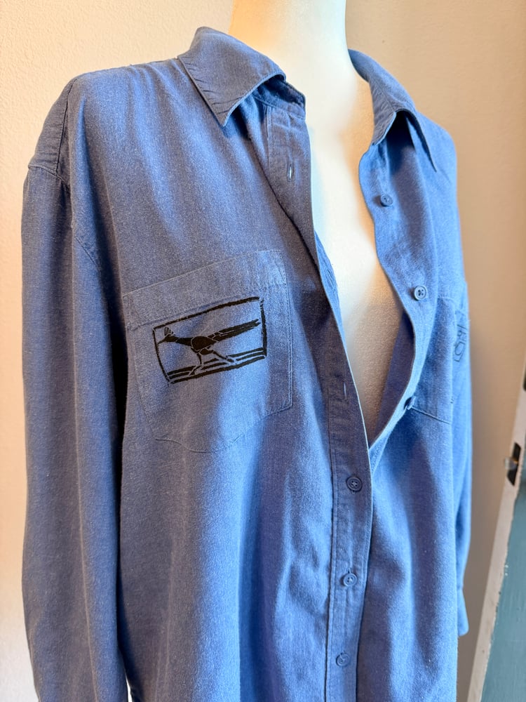 Image of Hand Stamped Chambray Button Down — Roadrunner & Agave