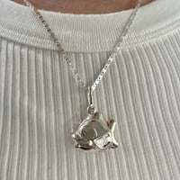Image 1 of Sterling Silver 3D Fish Charm Pendant — 20mm