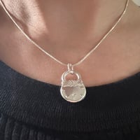 Image 2 of Sterling Silver Vintage Padlock Charm Pendant