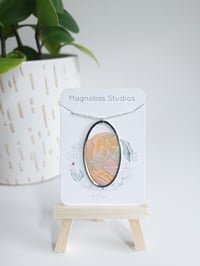 Image 2 of Peaches & Cream Marble Oval Pendant 