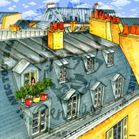 Image 2 of Cadre + Illustration "Toit de Paris 04"