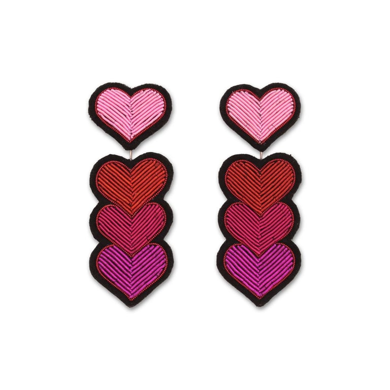 PAIRE DE BOUCLES D'OREILLES COEURS GRENADINE