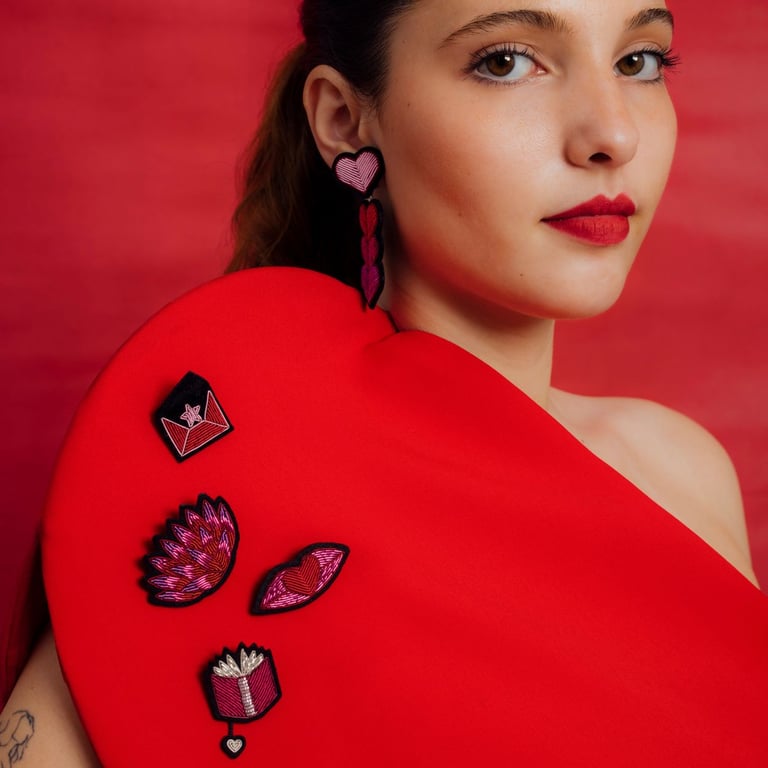 PAIRE DE BOUCLES D'OREILLES COEURS GRENADINE Image 6