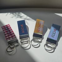 Image 2 of Small personalised key ring / bag charm with 1 embroidered name / word