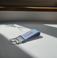 Image 3 of Small personalised key ring / bag charm with 1 embroidered name / word