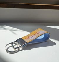 Image 4 of Small personalised key ring / bag charm with 1 embroidered name / word