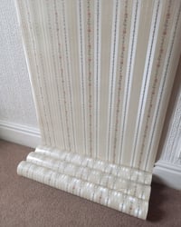 1980s Vintage Striped Wallpaper Rolls - Ditsy Floral Stripes Flowers Rose 90s - (Set of 2 & 3 Rolls) – detail view 9