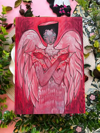 Image 1 of Red angel original A4 painting 