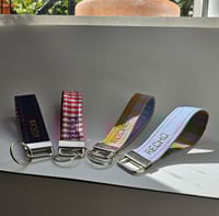 Image 1 of Personalised key ring / bag strap with 1 name / word embroidered