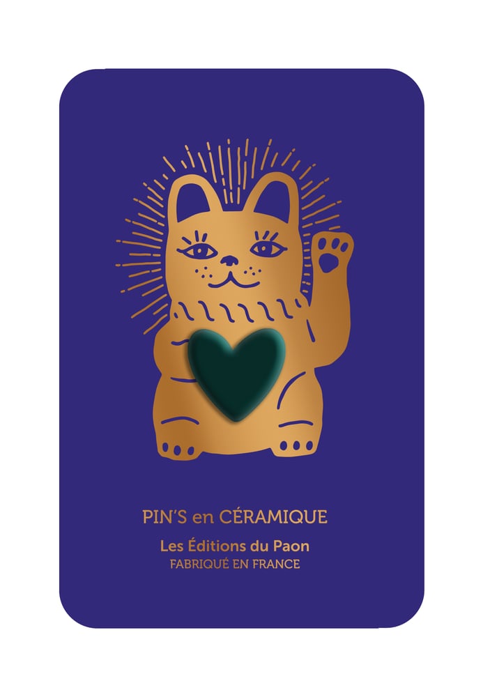 Image of Pin's céramique COEUR LUCKY CAT