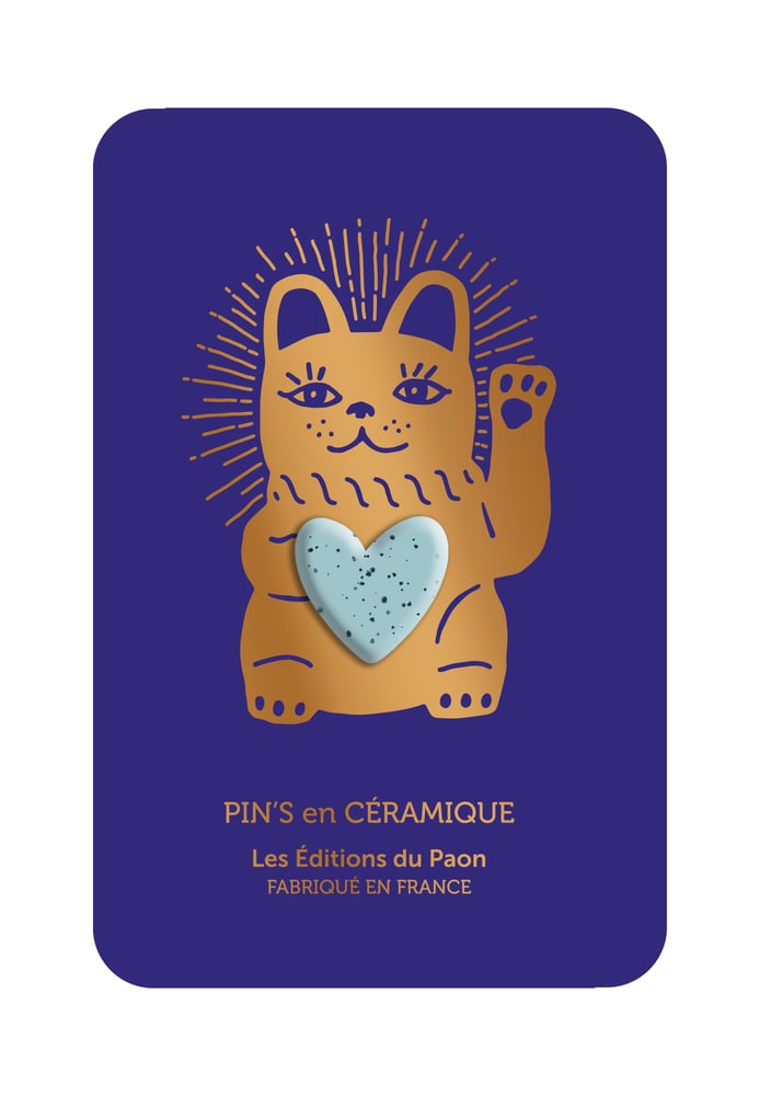 Image of Pin's céramique COEUR LUCKY CAT