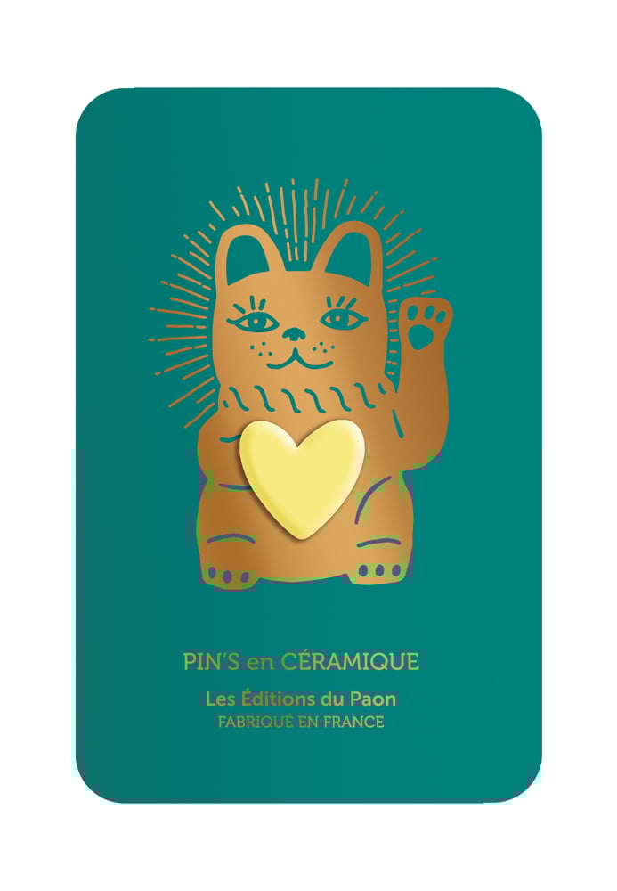 Image of Pin's céramique COEUR LUCKY CAT