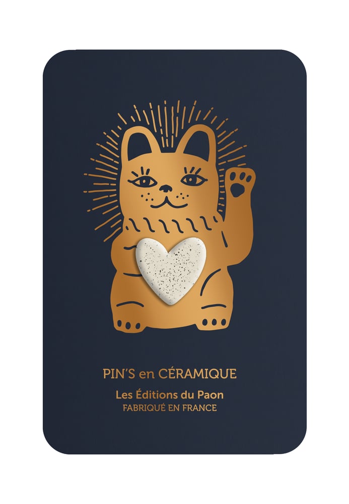 Image of Pin's céramique COEUR LUCKY CAT