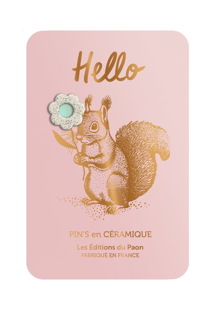 Image of Pin's céramique FLEUR ÉCUREUIL