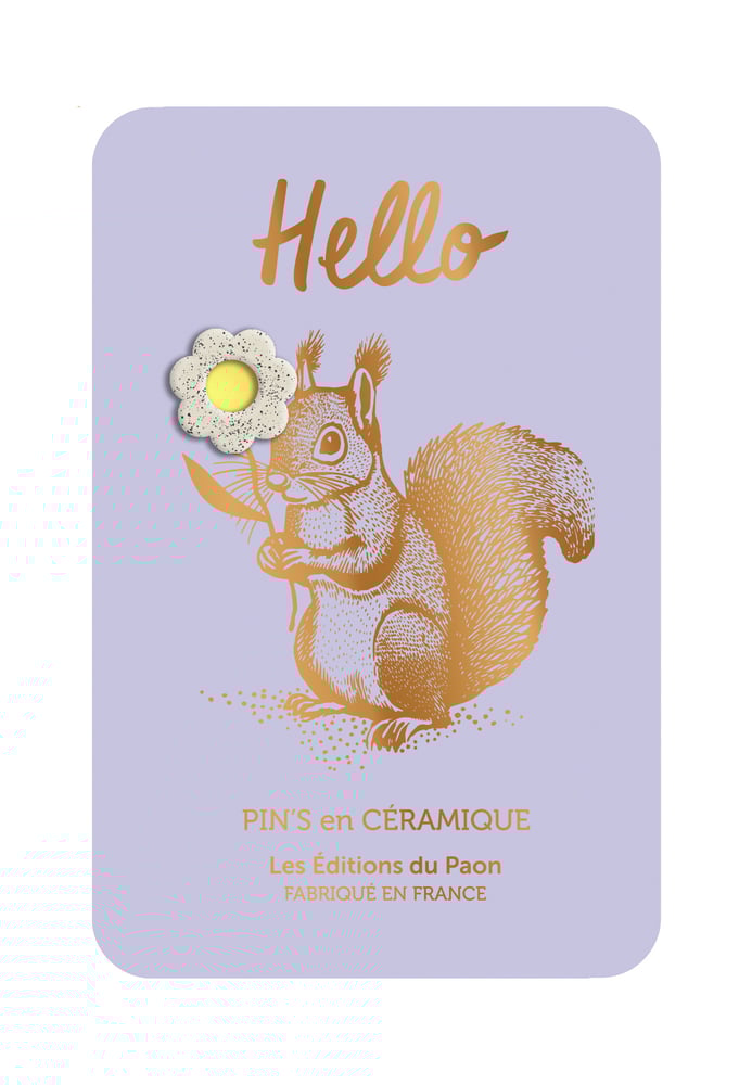 Image of Pin's céramique FLEUR ÉCUREUIL